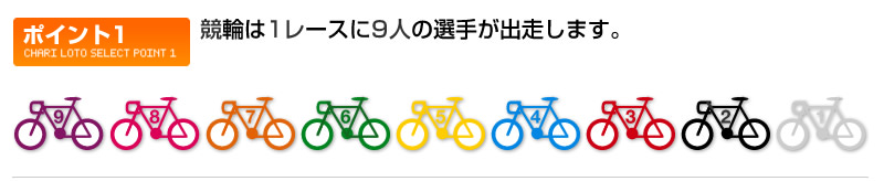 競輪は1レースに9人の選手が出走します。