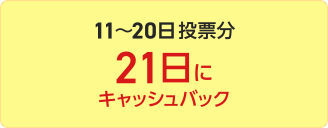 11～20日投票分 21日にキャッシュバック