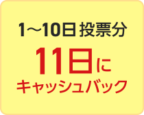 1～10日投票分 11日にキャッシュバック