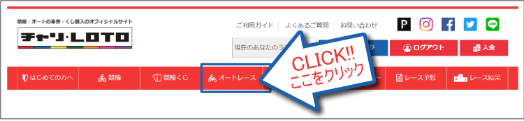 「チャリロト購入」アイコンをクリック